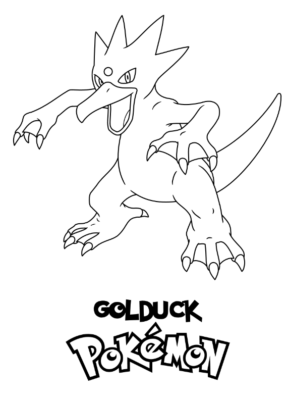 Pokemon Golduck kolorowanka do wydruku. Drukuj i pokoloruj kolorowankę przedstawiającą Pokemony