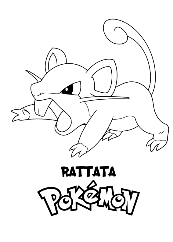 Pokemon Rattata Kolorowanka Do wydruku