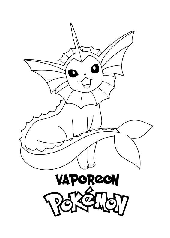 Pokemon Vaporeon Kolorowanka Do wydruku