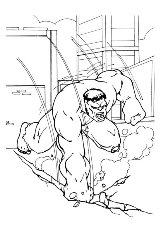 Hulk kolorowanka do wydruku, Niesamowity Hulk uderza w ziemię