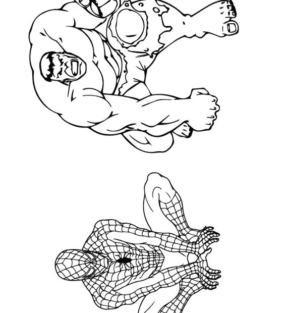 Hulk kolorowanka do wydruku, Hulk i SpiderMan