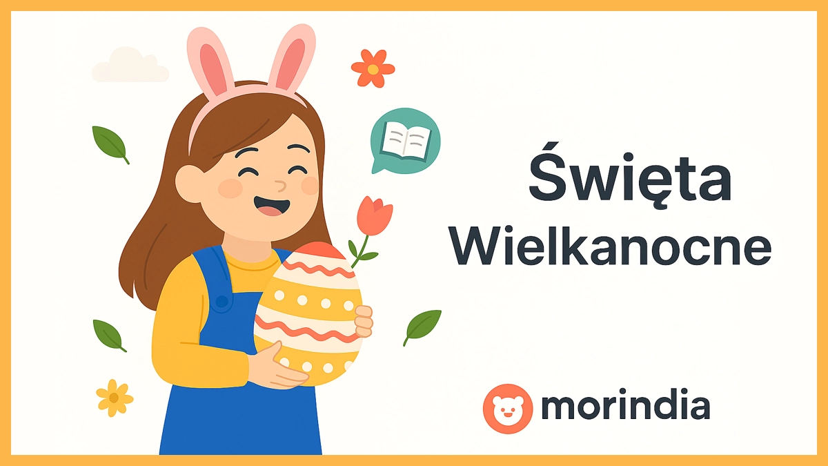 Święta Wielkanocne – ilustracja dziewczynki z pisanką