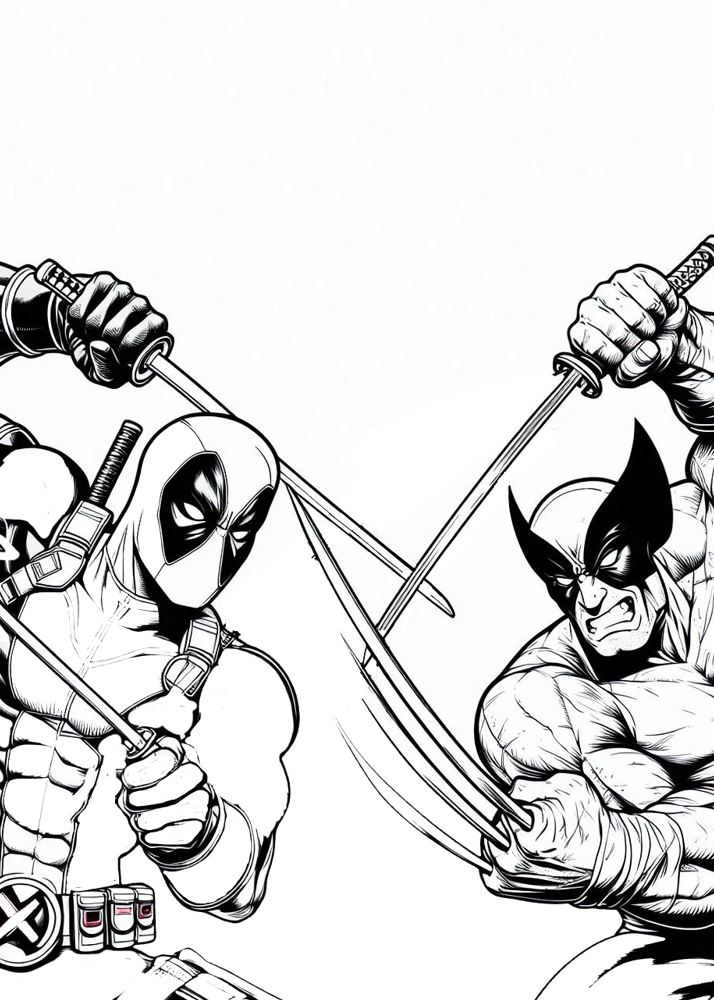 Kolorowanki Wolverine i Deadpool – Najlepsze Bohaterowie Marvela do Pokolorowania!