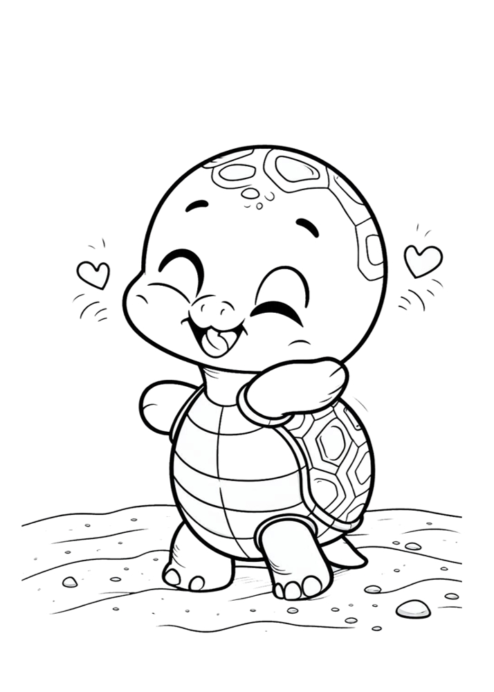 Kolorowanki do wydruku ze zwierzętami. Na kolorowance przesympatyczny żółwik.