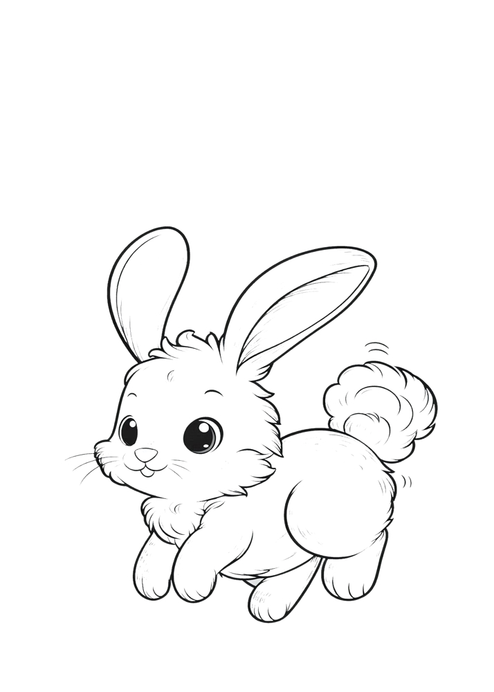 Kolorowanki do wydruku ze zwierzętami. Na kolorowance zajączek.