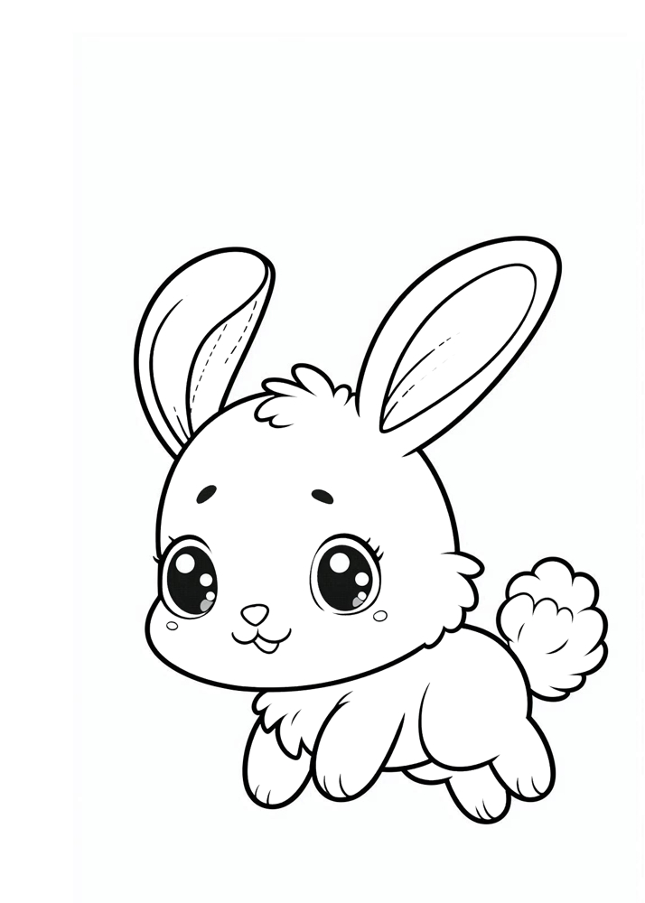 Kolorowanki do wydruku ze zwierzętami. Na kolorowance słodki króliczek.