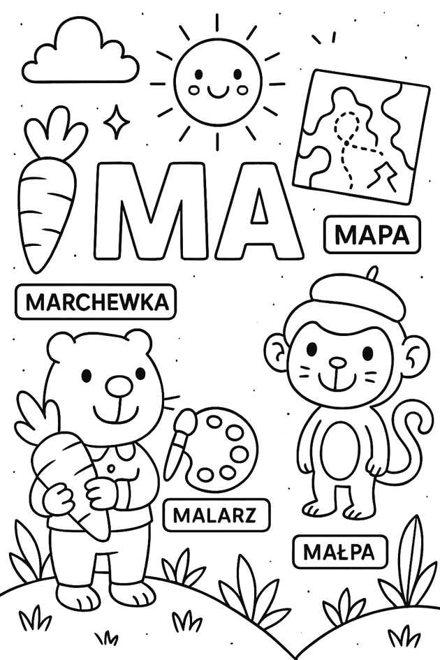 Kolorowanka z sylabą MA