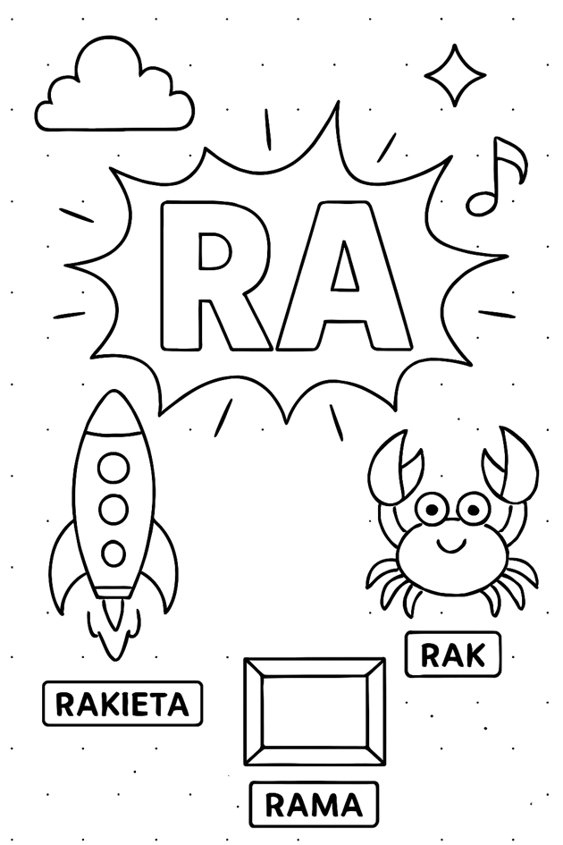 Kolorowanka sylaba RA