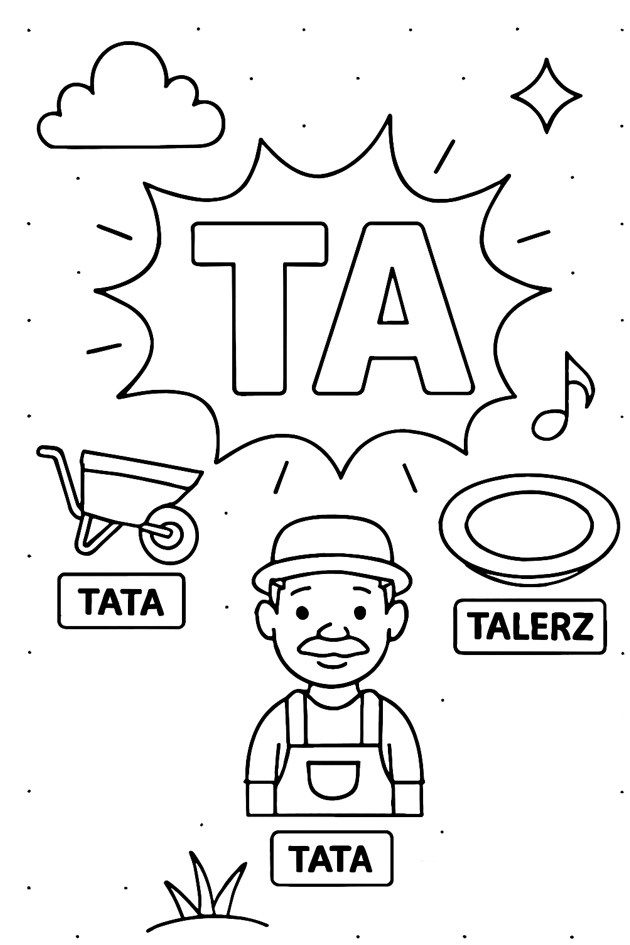 Kolorowanka sylaba TA