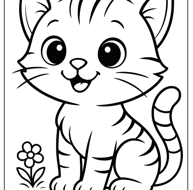 Kolorowanka uśmiechnięty radosny kotek