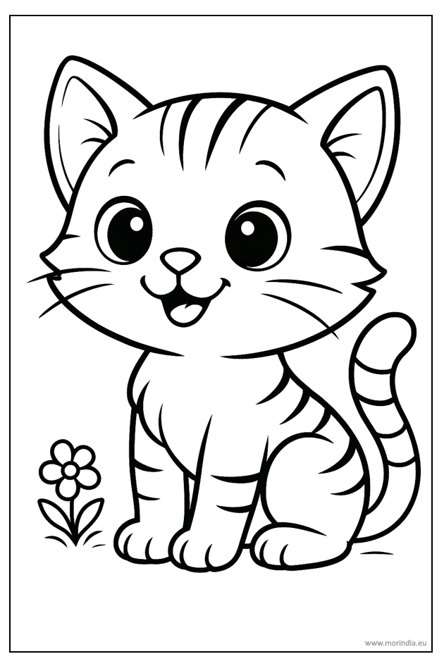 Kolorowanka uśmiechnięty radosny kotek