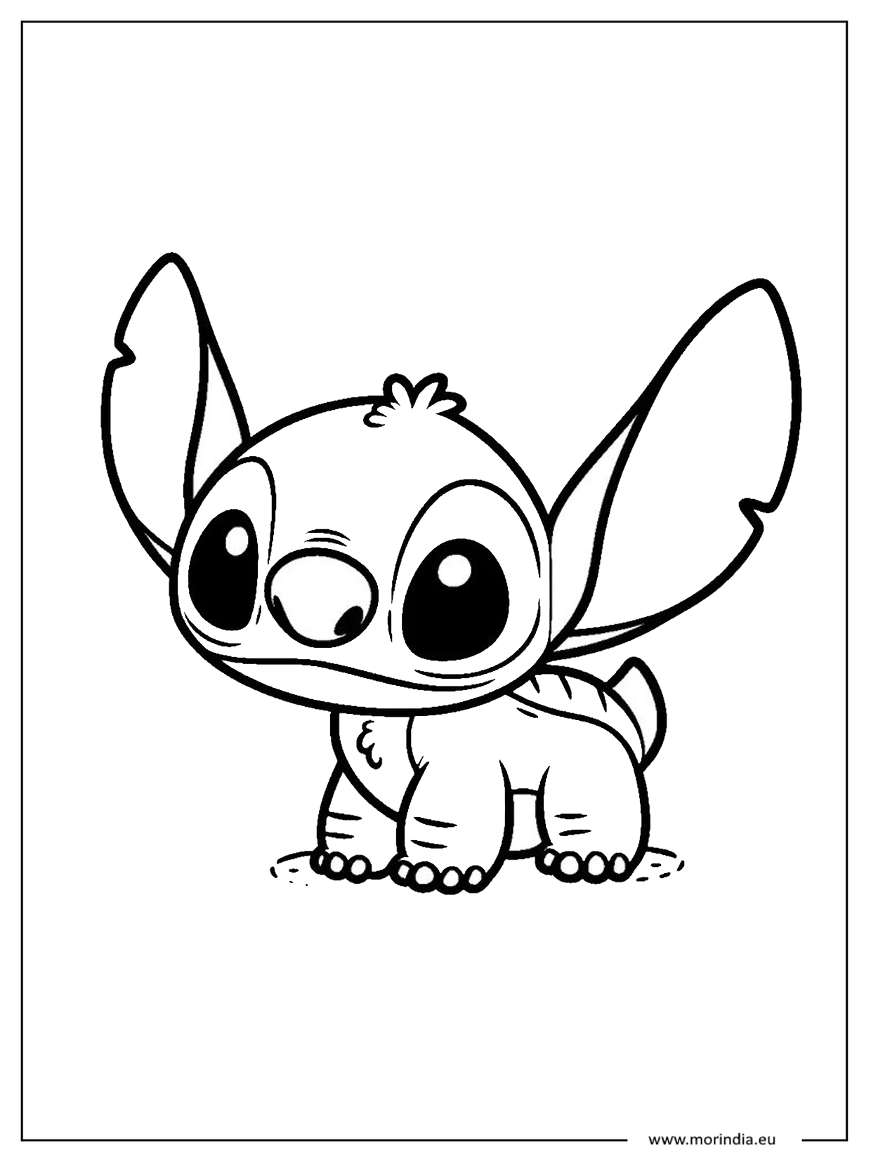 Kolorowanka Stitch kawaii – niebieski kosmiczny stworek (wersja 04)