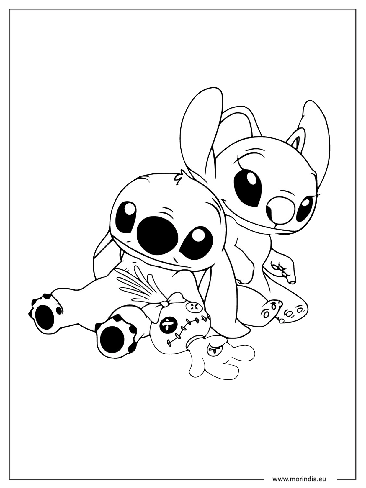 Kolorowanka Stitch kawaii – niebieski kosmiczny stworek (wersja 06)