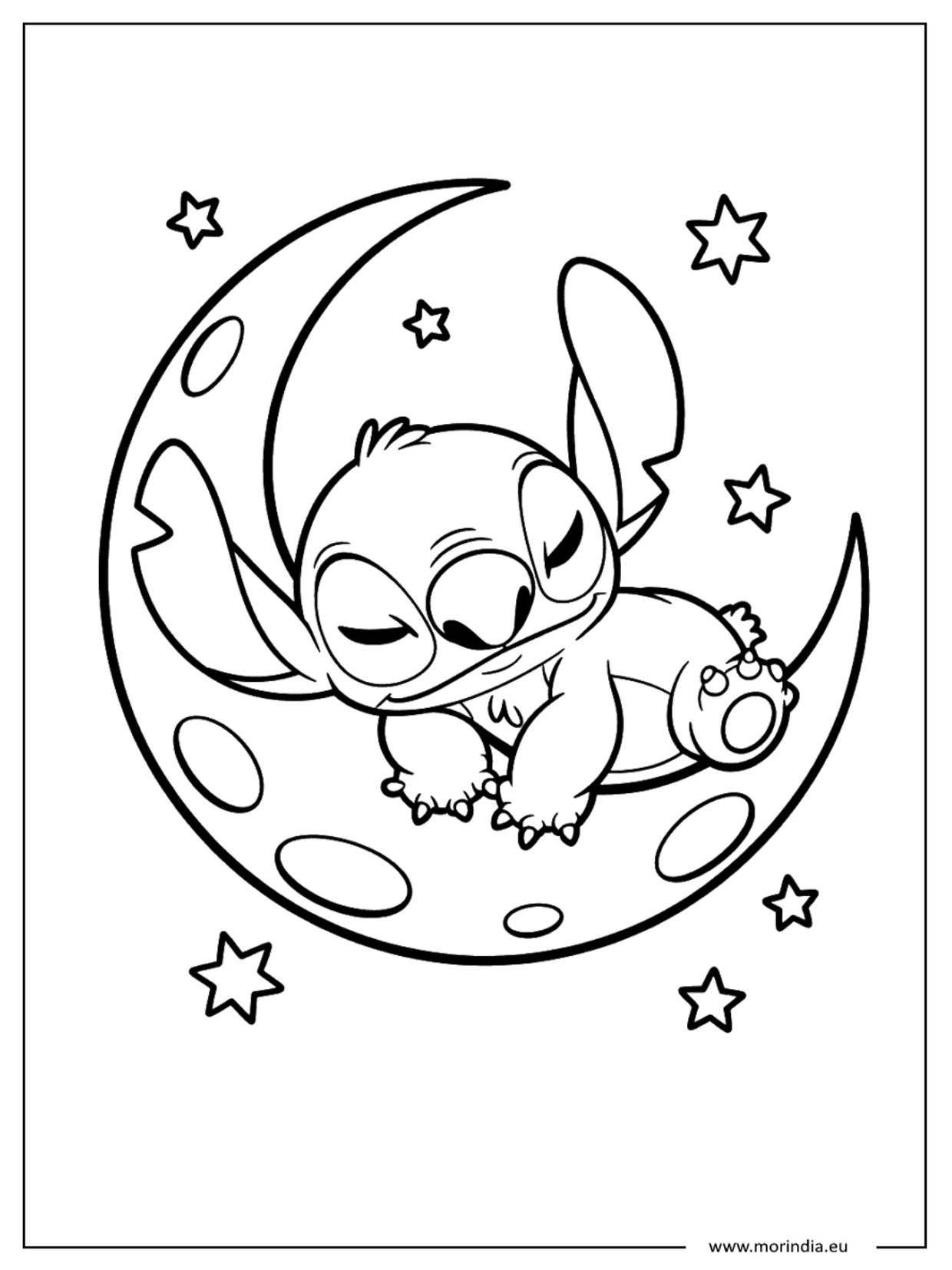 Kolorowanka Stitch kawaii – niebieski kosmiczny stworek (wersja 08)