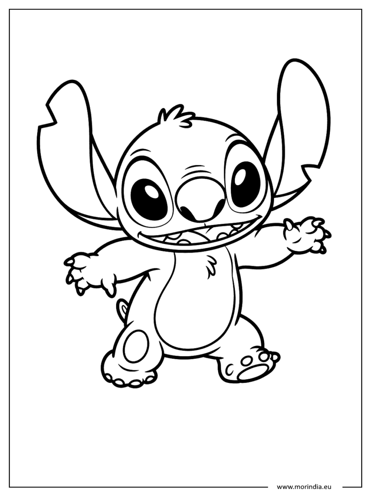 Kolorowanka Stitch kawaii – niebieski kosmiczny stworek (wersja 10)