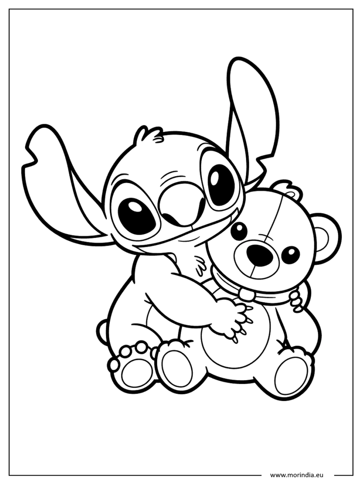 Kolorowanka Stitch kawaii – niebieski kosmiczny stworek (wersja 15)