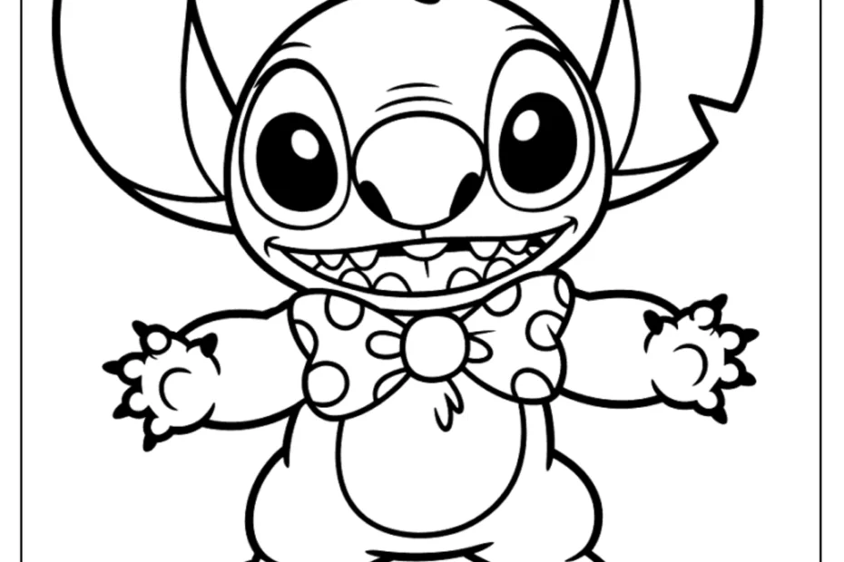 Kolorowanka Stitch kawaii – niebieski kosmiczny stworek (wersja 20)