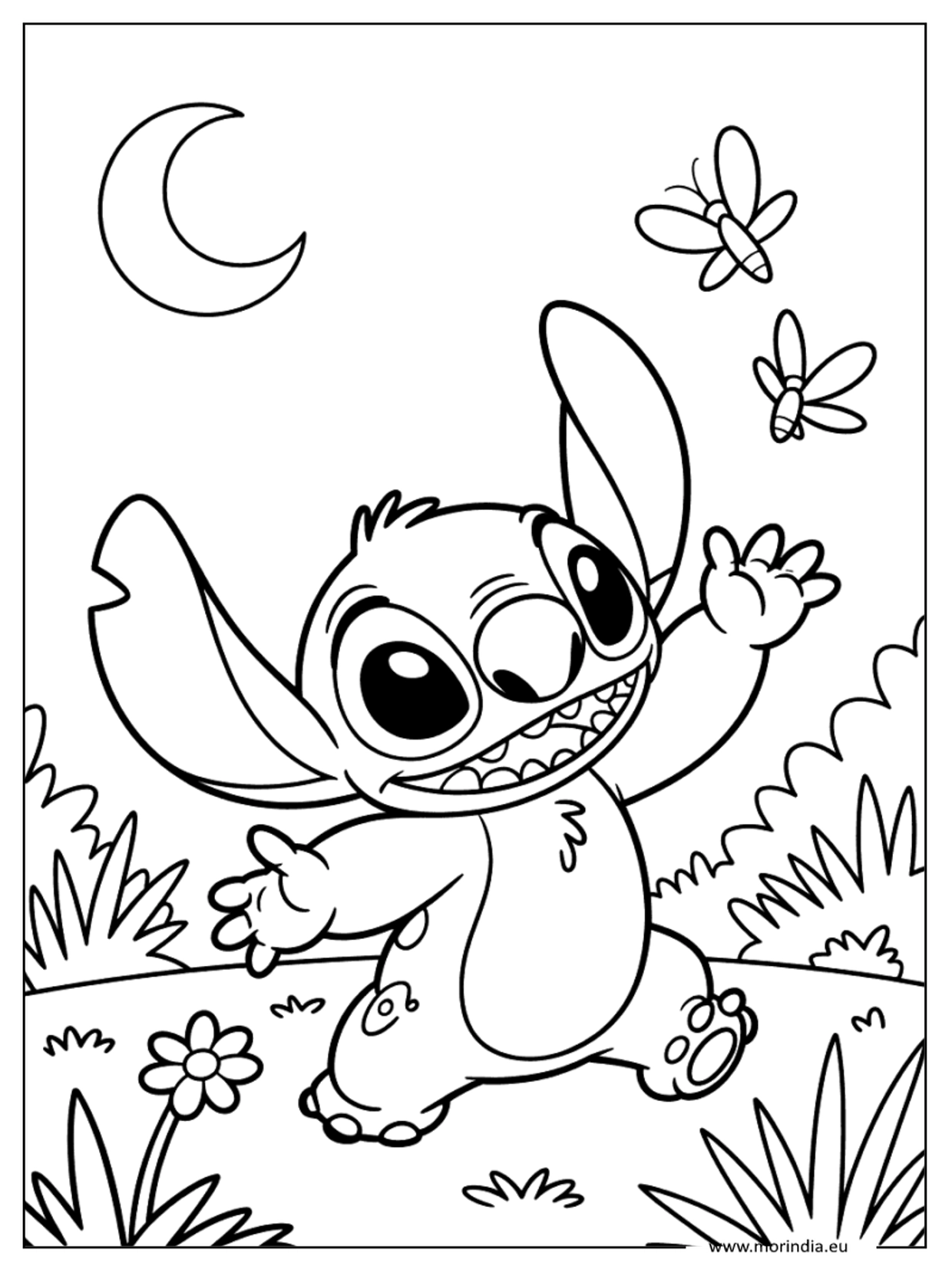 Kolorowanka Stitch kawaii – niebieski kosmiczny stworek (wersja 26)