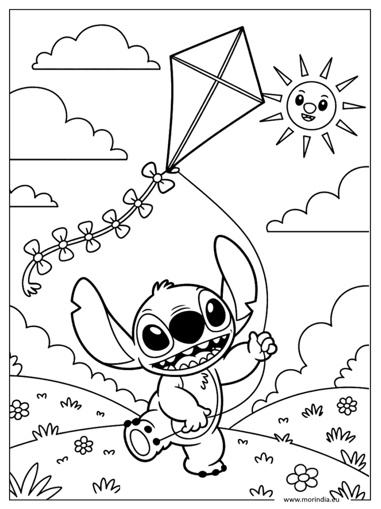 Kolorowanka Stitch kawaii – niebieski kosmiczny stworek (wersja 31)