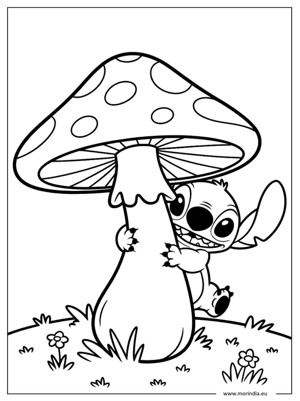Kolorowanka Stitch kawaii – niebieski kosmiczny stworek (wersja 32)