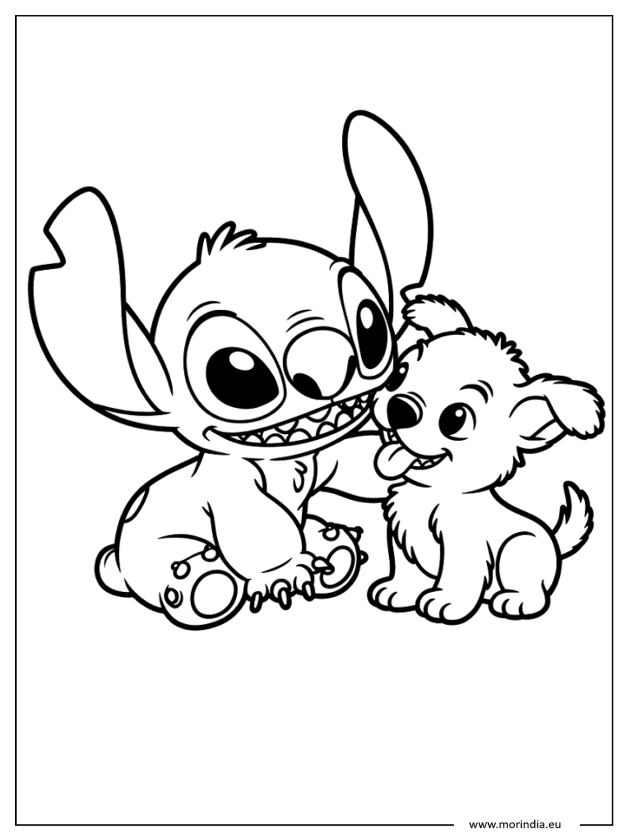 Kolorowanka Stitch kawaii – niebieski kosmiczny stworek (wersja 34)