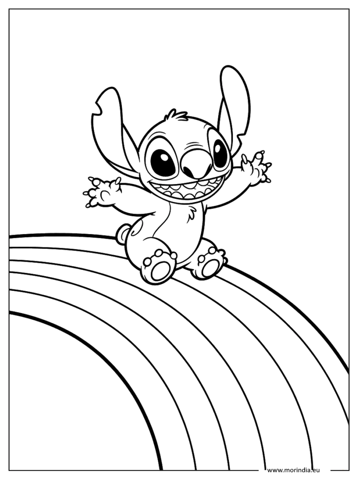 Kolorowanka Stitch kawaii – niebieski kosmiczny stworek (wersja 38)