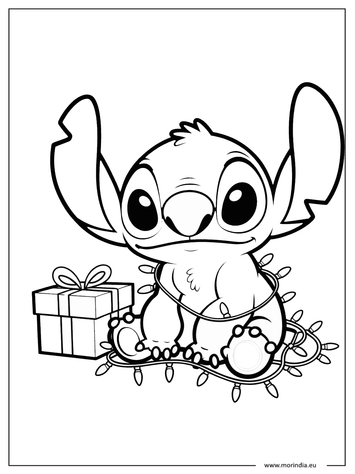 Kolorowanka Stitch kawaii 47 – Stitch i prezent A4
