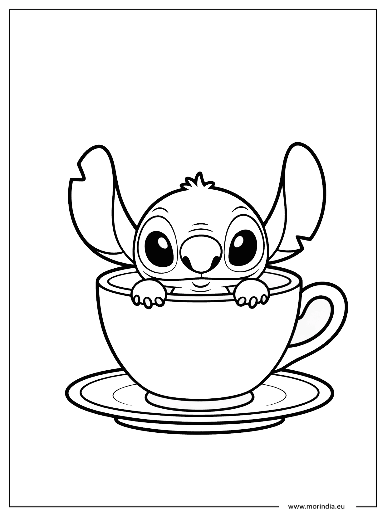 Kolorowanka Stitch kawaii – niebieski kosmiczny stworek (wersja 49)