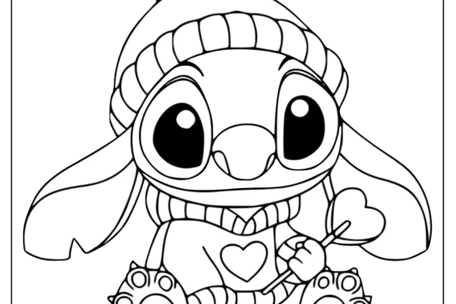 Kolorowanka Stitch kawaii – niebieski kosmiczny stworek (wersja 51)