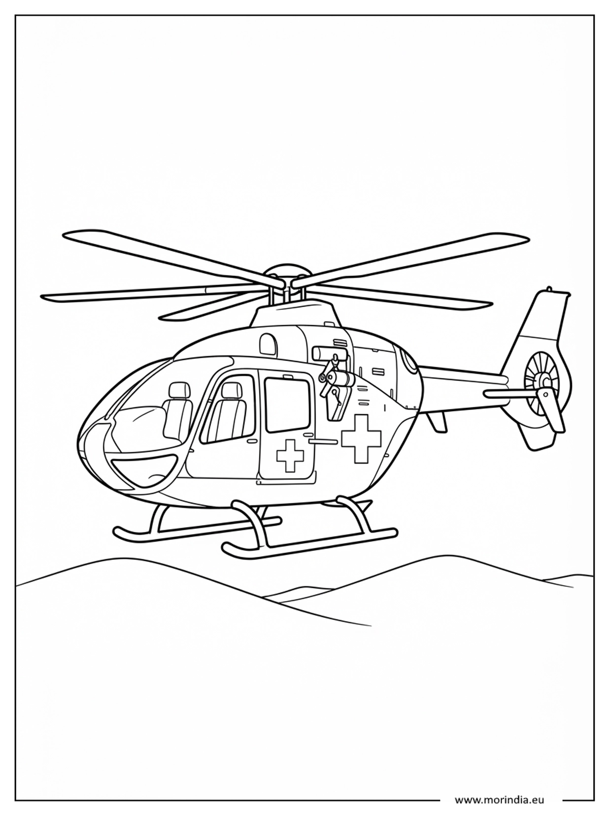 Kolorowanka helikopter ratunkowy do druku A4